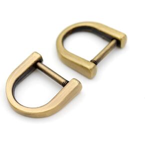 CRAFTMEMORE Tiny D-Rings Shackle Screw Ring for Key Holder Zip Puller Purse Replacement Paracord Bracelet 3/8 Inch Inside Bar 5 pcs (Gold)
