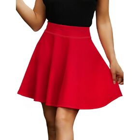 Women's Basic Pleated Skirt A-Line Flared Plain Skirts Stretchy Versatile Casual Mini Skater Skirt in Saudi Arabia
