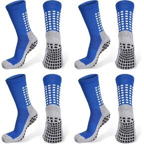 CASMON 4Pairs Non Slip Socks, Football Basketball Anti Slip Socks with Grip Pads, Grip Soccer Socks for Men Women Kids