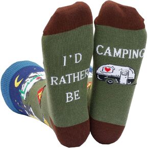 YEXIPO Funny Socks for Men Women I'D Rather Be Outdoor Activities Novelty Gifts For Hunting Golfing Camping Skiing Gaming