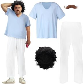 Mepase Halloween Nacho Libre Leisure Costume for Men Casual Luchador Incognito Wrestler Halloween Outfit Accessories