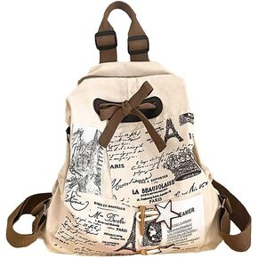 Y2K Backpacks for Women Cute Star Aesthetic Bookbag Canvas Preppy Backpacks Grunge Harajuku Tote Bag/White4