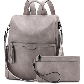 RAVUO Anti Theft Backpack for Women, Designer Vegen Leather Convertible Ladies Shoulder Bag Handbag with Purse and Guitar Shoulder Strap,Black