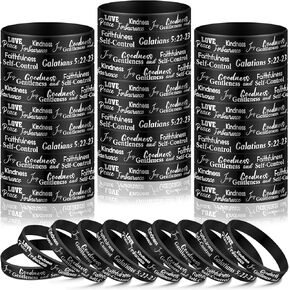 48 Pcs Fruit of the Spirit Bracelet Inspirational Scripture Christian Silicone Bracelets Bulk Religious Motivational Love Joy Peace Patience Wristband Gift Fruit of the Spirit Decor