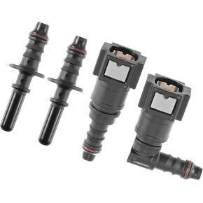 Motoforti Universal Fuel Line Hose Quick Release Connector, 5/16 7.89mm SAE to 5/16 8mm, Nylon, Black, 2 Set