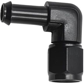 BESULEN 6AN Female to 3/8" Barb Hose Fitting, 90 Degree Female Fuel Hose Fitting Adapter, Quick Connect Aluminum Alloy AN6 to 3/8" Swivel Hose Barb Fitting Oil Line Pipe Adapter (3/8"-90°)