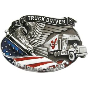 JEAN'S FRIEND Antique Silver Truck Driver Enamel Belt Buckle also Stock in the US
