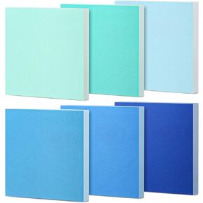 Sticky Notes 3 x 3 Inch Coastal Colors Self Stick Pads Blue Color Notepads Easy to Post for Home, Office, Notebook,100 Sheets/pad(6 Packs)