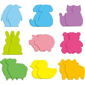 540 Pieces Cartoon Animal Sticky Notes 9 Color Bright Colorful Sticky Pad Animal Shaped Cute Memo Dog Shaped Neon Colors Self Sticky Note for Office Home, 9 Styles, 30 Sheets Per Pad