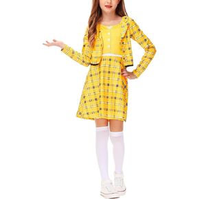 Remimi Halloween 90s Schoolgirls Costume Dresses Plaid Dress ONE Piece Dress