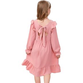 Girls Tie Back Dresses Elegant Semi Formal Outfits for Little Kids 6-15 Years in Saudi Arabia