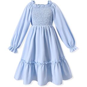 Girls Elegant Long Sleeve Dress 6-12 Years