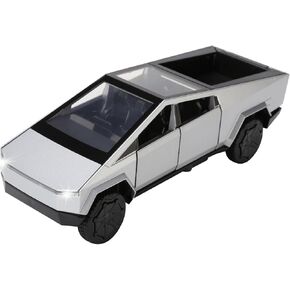 Cybertruck Toy Trucks for 3 4 5 6 7 Year Old Boys 1:32 Diecast Metal Pickup Truck Toys for Boys Age 3-8 with Light and Sound Pull Back Toy Cars (Silver)