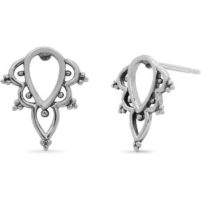 Boma Jewelry Sterling Silver Bohemian Pointed Teardrop Stud Earrings