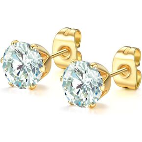 CZ Stud Earrings 18K Gold Plated 316L Stainless Steel Earring Studs Hypoallergenic Cubic Zirconia Stud Earrings For Women