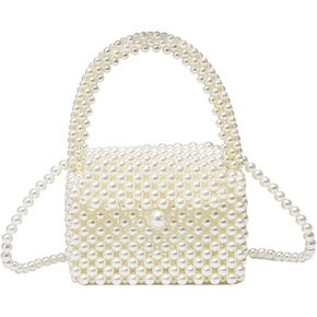 Luxury Pearl Bag Chain Bag Purse Bags, Artificial Pearl Clutch Handmade Bags Evening Bags for Wedding Bridal Party Travel 07