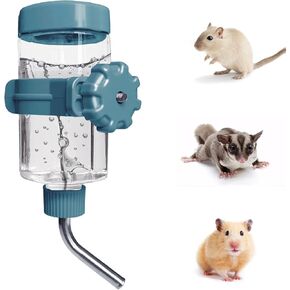 No-Drip Water Bottle/Feeder for Guinea Pigs/Hamsters/Bunnies/Ferrets/Squirrel/Hedgehog/Other Small Pets, Weather Resistant Cage Water Dispenser for Dogs/Cats, 12oz, Gray