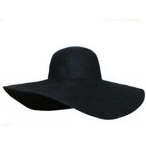 Women Girls Large Brimmed Garden Beach Big Summer Sun Hat Swimming Garden Beach Straw Hat for Holiday Traveling Black