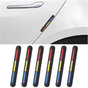 AICEL 6 PCS Car Door Edge Guards, Auto Anti-Scratch Side Door Edge Protector, Anti-Collision Self-Adhesive Trim Sticker, Universal Exterior Accessories for Cars, Trucks, SUVs (Red/White/Blue)