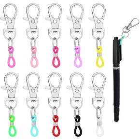 10pcs Pen Holders, 10 Colors Pen Clips with Lobster Claw Clasp Pocket Clip Highlighter Pen Holder for Lanyard Badge Reel Clips Pen Converter Badge Reel Accessories (Pen not Included)