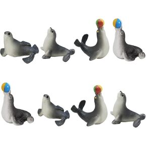 8Pcs Realistic Miniature Sea Lion Figurines Mini Resin Sea-Lion Figures Cute Ocean Animal Cake Toppers for DIY Fairy Garden Moss Landscape Aquarium Birthday Easter Crafts