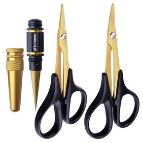 3pcs RC Body Reamer Hole Puncher w/Sleeve 0-14mm & Curved Scissor & Straight Scissor Trimming Tools Set for RC Car Body Shell Mounting Lexan Plastic Repair Tools