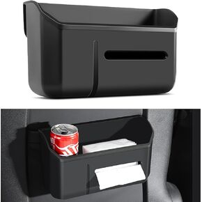 WinDu Model 3 Model Y Backseat Organizer, Seat Back TPE Organizer with Tissue Bin Cup Drink Holder Trash Can for Tesla Model 3 Model Y Accessories (Not fit for 2024 Model 3 Highland)