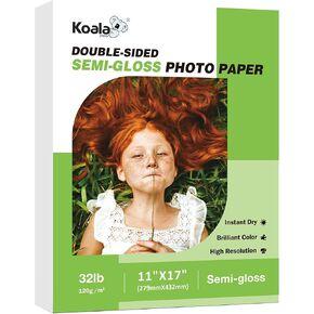 Koala Thin Double Sided Semi-Gloss Photo Paper 8.5X11 Inch 100 Sheets 32LB for Inkjet and Laser Printer for Menu Flyer Print