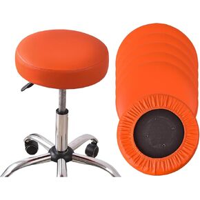HAOYONG Bar Stool Cover Waterproof Round Seat Cushion Cover Stretch Barstool Slipcovers Set of 4 PU Leather Bar Chair Covers with Non Slip Bottom for Bar, Kitchen, Dining Room - Beige