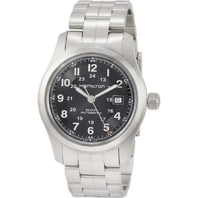 Hamilton Watch Khaki Field Auto | Swiss Made | 42mm Stainless Steel Case | Black Dial Analog Watch | Stainless Steel Bracelet (Model: H70515137)