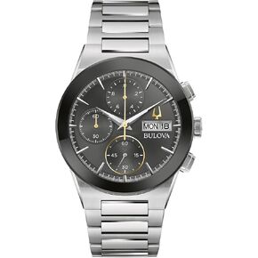 Bulova Men's Modern Millenia Chronograph 6-Hand Quartz Stainless Steel Watch, Day/Date, Edge to Edge Crystal, 41mm