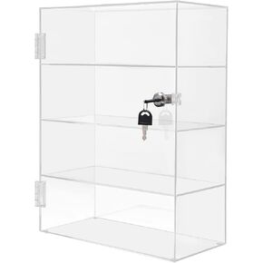 Acrylic Showcase, 4 Layer Acrylic Square Countertop Display Case w/Lock Display Collectible Doll