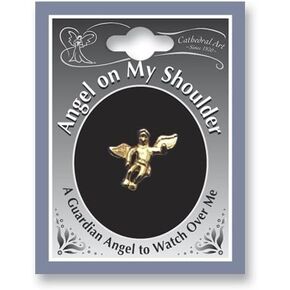 Set of SIX (6) Angel on My Shoulder Lapel Pins - Inspirational Guardian Angel .5" Tac Pin - Gift Add-on