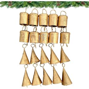 Lot of 20 Shabby Chic Country Style Christmas Bells for Decor, Small Jingle Bells, Witch Bells, Tin Bells for Rustic Chimes and Tree Crafts.