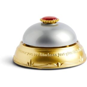 Santa's Kindness Children's Encouraging Regal Silver and Gold Desktop Bell 5 x 3 Acrylic Christmas Holiday Light Up Melodic Jingle Décor