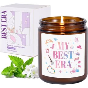 شموع الفانيليا للمنزل المعطرة، 9oz My Best Era Girl شمعة الصويا المزخرفة، شموع عيد الميلاد هدايا للنساء الأخت والصديقة