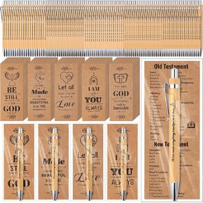 Haooryx Christian Bible Pen Bookmark - 30-Piece Christian Bible Verse Bamboo Inspirational Pens Bookmark Set You Are Amazing Scripture Biblical Bookmark Church Christmas Winter Xmas New Year Gift Bulk