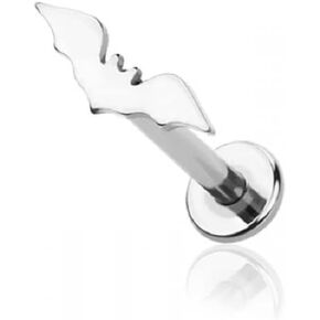Pierced Owl 16GA 316L Stainless Steel Internally Threaded Bat Top Labret Stud