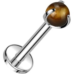Pierced Owl 16GA ASTM F-136 Implant Grade Titanium Internally Threaded Claw Set Natural Stone Flat Back Stud