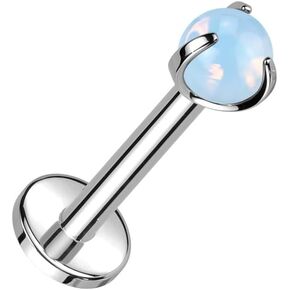 Pierced Owl 16GA ASTM F-136 Implant Grade Titanium Internally Threaded Claw Set Natural Stone Flat Back Stud