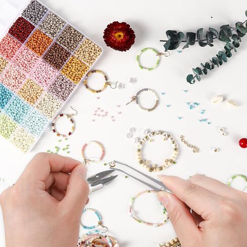 FEHCBIO 3mm Glass Beads 12000pcs Set,with Wooden Beads and Gold Letters Beads DIY Friendship Bracelets Threading Jewelry Making Kits,Gift Idea for Girls and Adults Christmas Holiday Birthday Party in Saudi Arabia