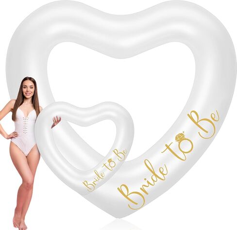 Bridal Heart Pool Float 47.3 x 39.4 Inch Inflatable Heart Float Bachelorette Floaties Swim Tube Rings Floating Pool Loungers Decorations for Engagement Summer Beach Party(Gold) in Saudi Arabia
