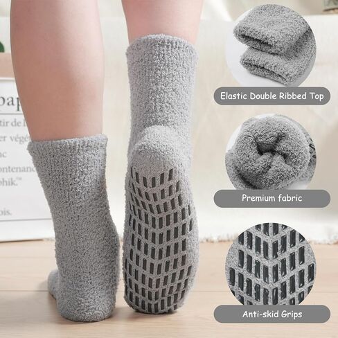 جوارب Toes Home Fuzzy للرجال، جوارب شتوية منفوشة للرجال، مريحة ودافئة ومقاومة للانزلاق، أحذية نوم قطيفة ساخنة، 5 أزواج in Kuwait