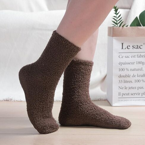 جوارب Toes Home Fuzzy للرجال، جوارب شتوية منفوشة للرجال، مريحة ودافئة ومقاومة للانزلاق، أحذية نوم قطيفة ساخنة، 5 أزواج in Kuwait