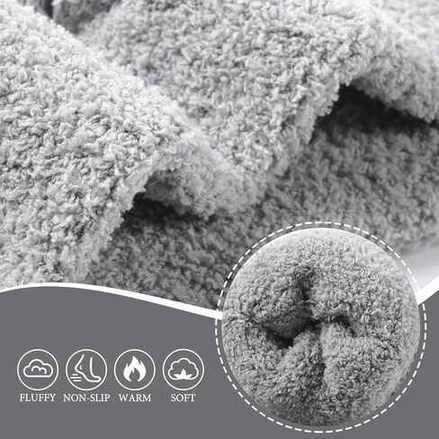 جوارب Toes Home Fuzzy للرجال، جوارب شتوية منفوشة للرجال، مريحة ودافئة ومقاومة للانزلاق، أحذية نوم قطيفة ساخنة، 5 أزواج in Kuwait