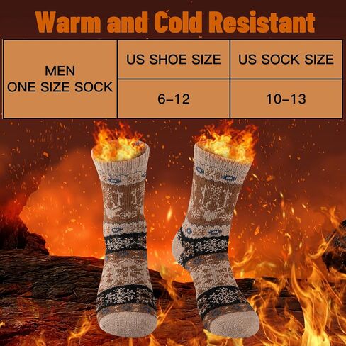 COOVAN Mens Warm Wool Socks Thermal Winter Thick Crew Socks Cold Weather Soft Cozy Socks 5 Pairs in Saudi Arabia