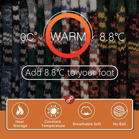 COOVAN Mens Warm Wool Socks Thermal Winter Thick Crew Socks Cold Weather Soft Cozy Socks 5 Pairs in Saudi Arabia
