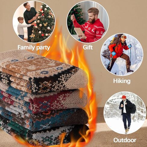 COOVAN Mens Warm Wool Socks Thermal Winter Thick Crew Socks Cold Weather Soft Cozy Socks 5 Pairs in Saudi Arabia