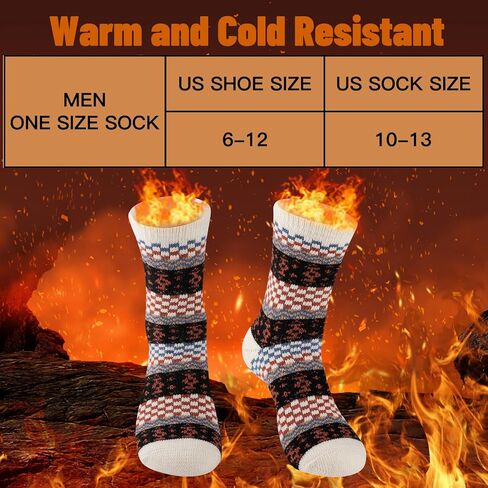 COOVAN Mens Warm Wool Socks Thermal Winter Thick Crew Socks Cold Weather Soft Cozy Socks 5 Pairs in Saudi Arabia