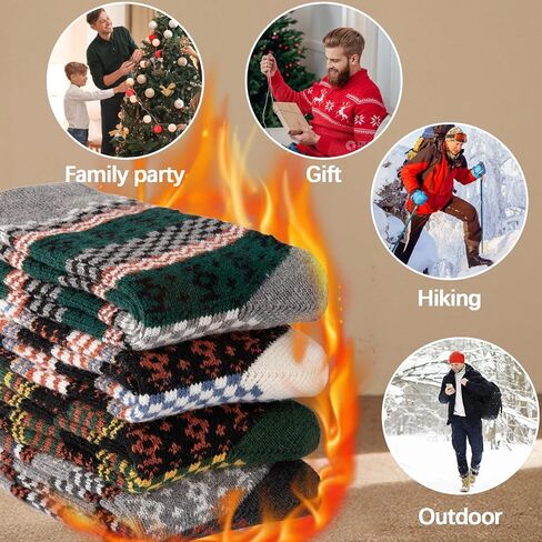 COOVAN Mens Warm Wool Socks Thermal Winter Thick Crew Socks Cold Weather Soft Cozy Socks 5 Pairs in Saudi Arabia